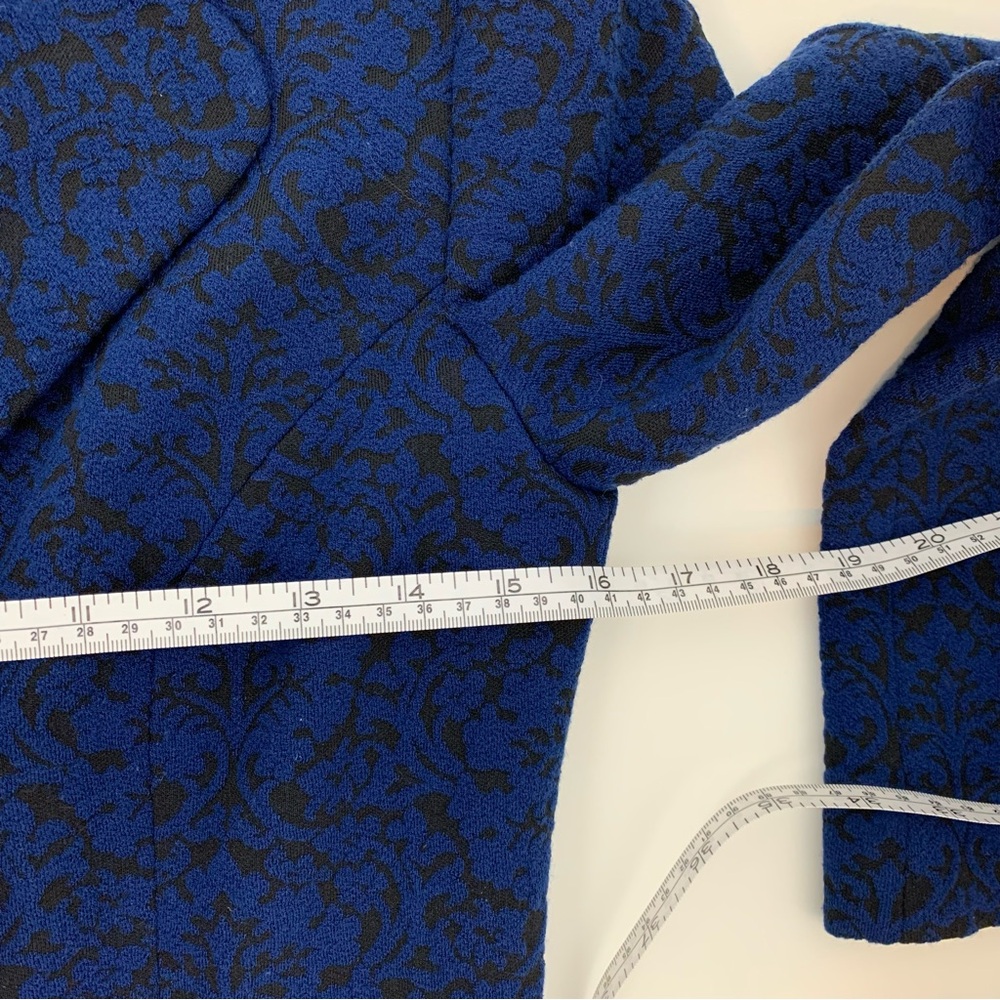 Love Moschino Jacket Blue Black Textured Sz 4 Belt Italy Quiet Luxury Elegant - Picture 7 of 14